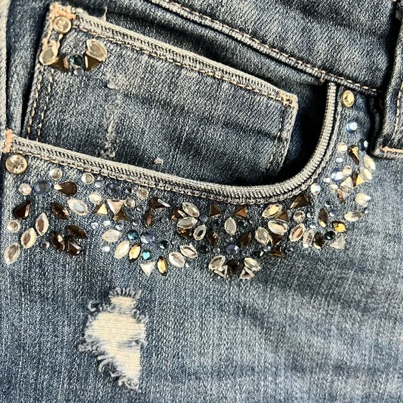 WHBM girlfriend fit denim with rhinestone embellishments size 8 - Picture 6 of 7